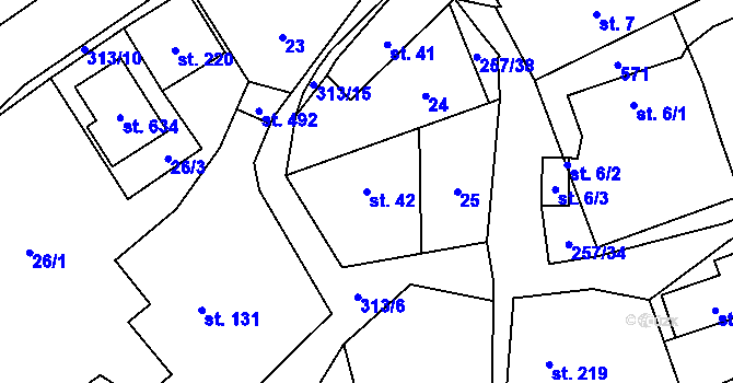 Parcela st. 42 v KÚ Černolice, Katastrální mapa