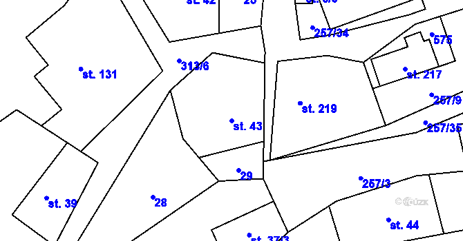 Parcela st. 43 v KÚ Černolice, Katastrální mapa