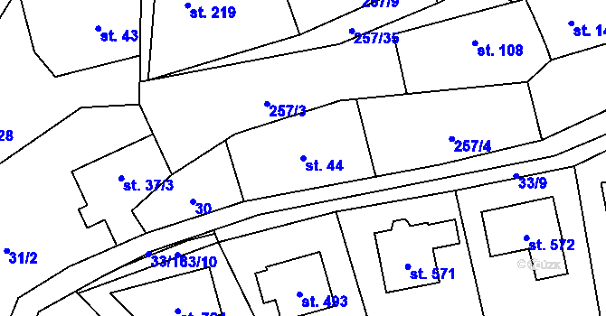 Parcela st. 44 v KÚ Černolice, Katastrální mapa