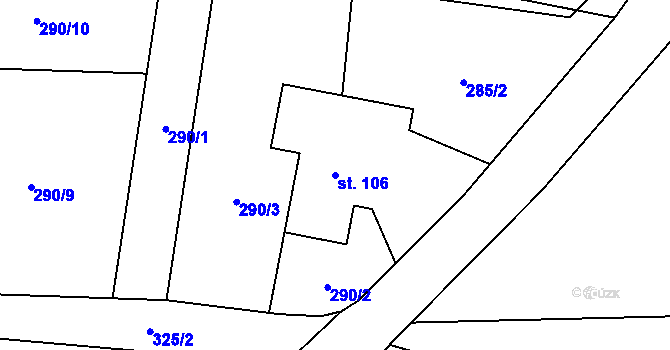 Parcela st. 106 v KÚ Černolice, Katastrální mapa