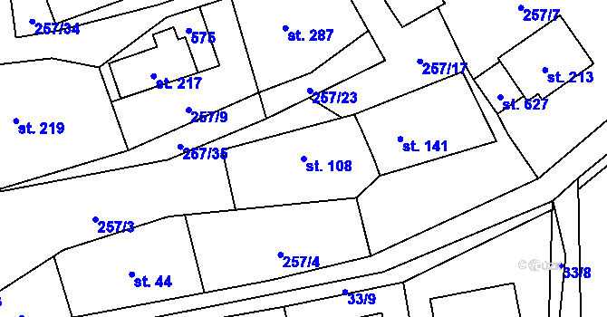 Parcela st. 108 v KÚ Černolice, Katastrální mapa