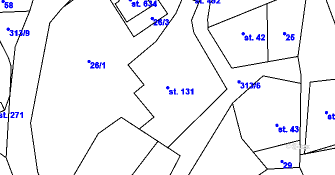 Parcela st. 131 v KÚ Černolice, Katastrální mapa