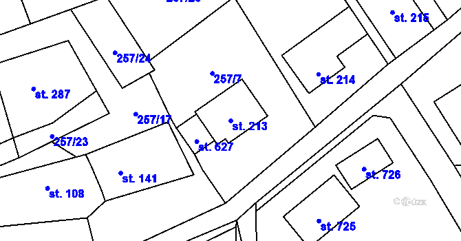 Parcela st. 213 v KÚ Černolice, Katastrální mapa