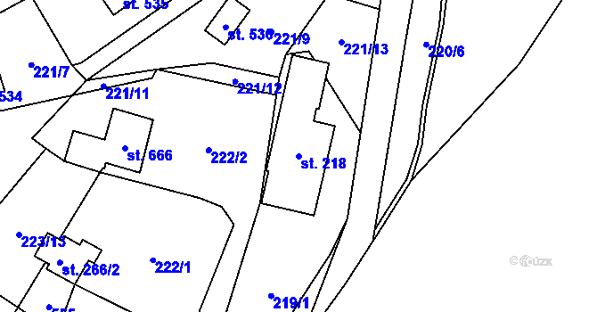 Parcela st. 218 v KÚ Černolice, Katastrální mapa