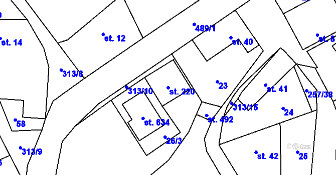 Parcela st. 220 v KÚ Černolice, Katastrální mapa