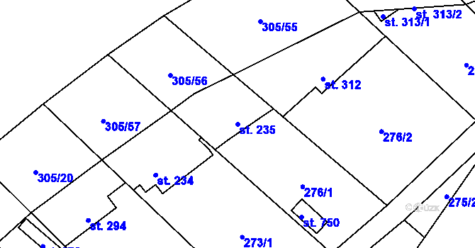 Parcela st. 235 v KÚ Černolice, Katastrální mapa