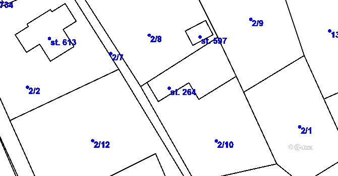 Parcela st. 264 v KÚ Černolice, Katastrální mapa
