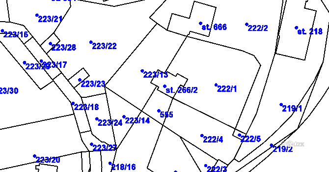 Parcela st. 266/2 v KÚ Černolice, Katastrální mapa