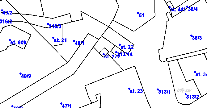 Parcela st. 272 v KÚ Černolice, Katastrální mapa