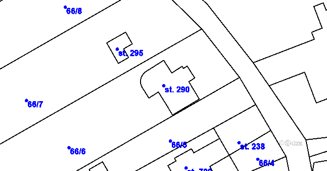 Parcela st. 290 v KÚ Černolice, Katastrální mapa