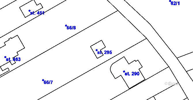 Parcela st. 295 v KÚ Černolice, Katastrální mapa