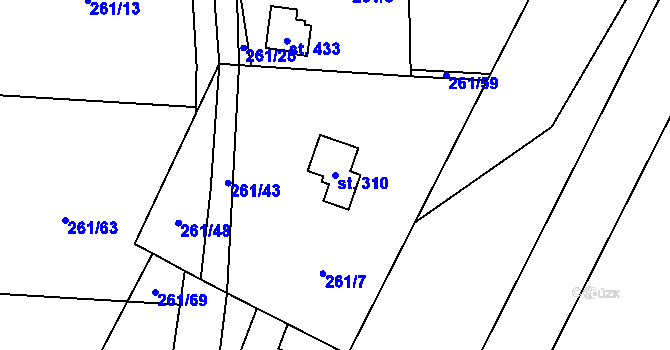 Parcela st. 310 v KÚ Černolice, Katastrální mapa
