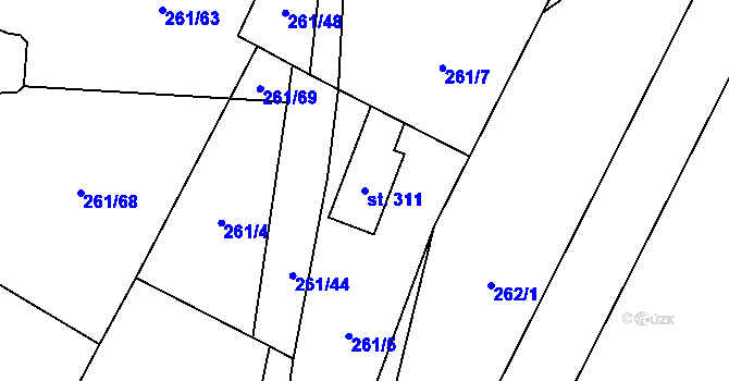 Parcela st. 311 v KÚ Černolice, Katastrální mapa