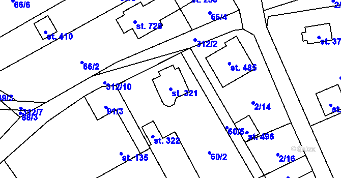 Parcela st. 321 v KÚ Černolice, Katastrální mapa