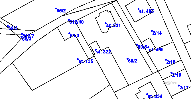 Parcela st. 322 v KÚ Černolice, Katastrální mapa