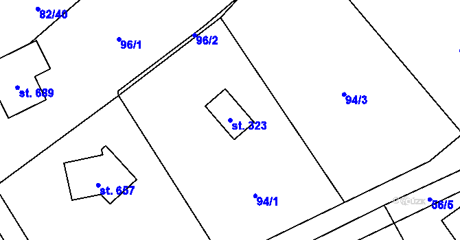 Parcela st. 323 v KÚ Černolice, Katastrální mapa