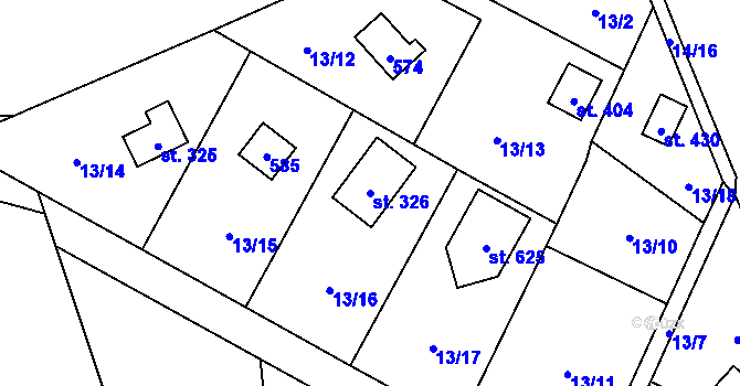Parcela st. 326 v KÚ Černolice, Katastrální mapa