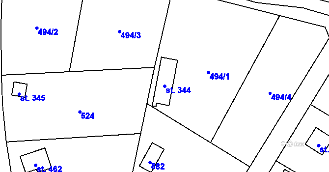 Parcela st. 344 v KÚ Černolice, Katastrální mapa