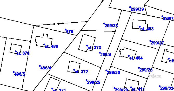 Parcela st. 373 v KÚ Černolice, Katastrální mapa