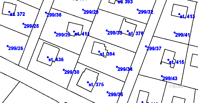 Parcela st. 394 v KÚ Černolice, Katastrální mapa