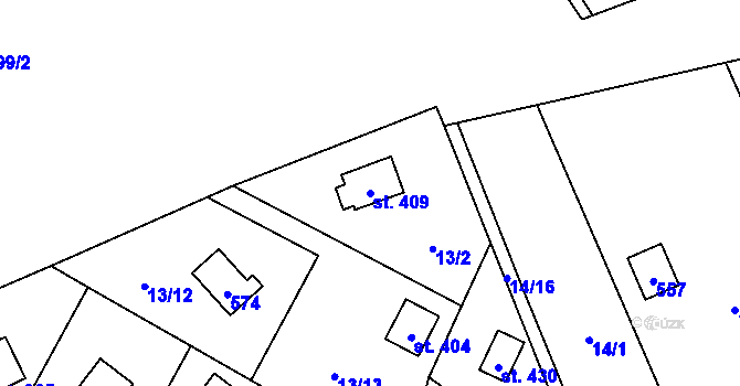 Parcela st. 409 v KÚ Černolice, Katastrální mapa