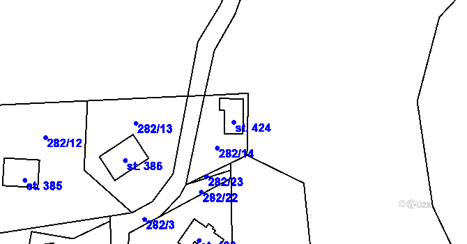 Parcela st. 424 v KÚ Černolice, Katastrální mapa