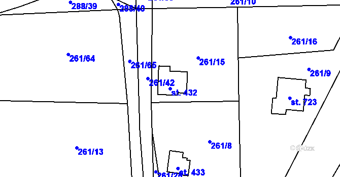 Parcela st. 432 v KÚ Černolice, Katastrální mapa