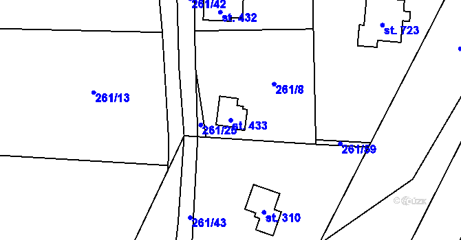 Parcela st. 433 v KÚ Černolice, Katastrální mapa