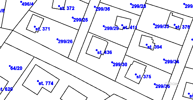 Parcela st. 436 v KÚ Černolice, Katastrální mapa
