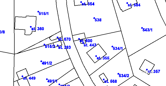 Parcela st. 443 v KÚ Černolice, Katastrální mapa