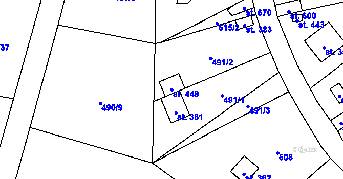 Parcela st. 449 v KÚ Černolice, Katastrální mapa