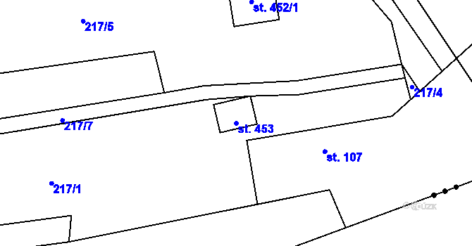 Parcela st. 453 v KÚ Černolice, Katastrální mapa