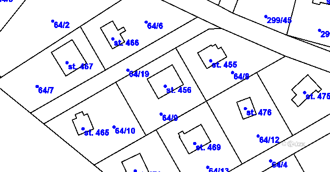 Parcela st. 456 v KÚ Černolice, Katastrální mapa