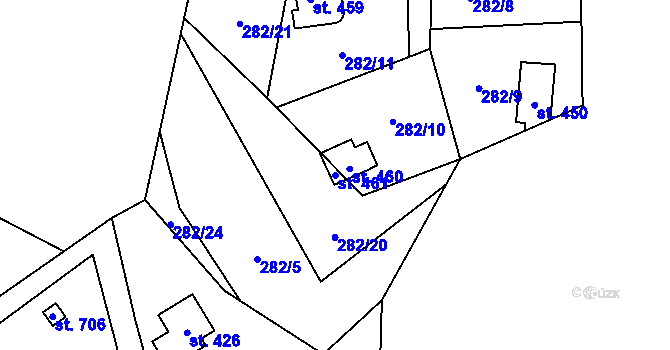 Parcela st. 461 v KÚ Černolice, Katastrální mapa