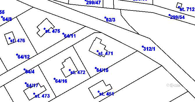Parcela st. 471 v KÚ Černolice, Katastrální mapa