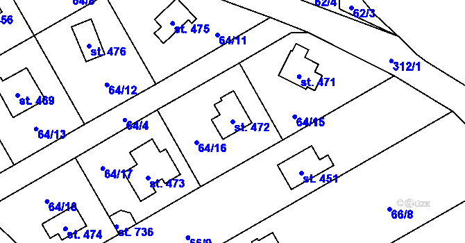 Parcela st. 472 v KÚ Černolice, Katastrální mapa