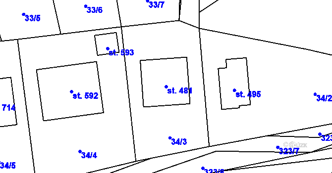 Parcela st. 481 v KÚ Černolice, Katastrální mapa