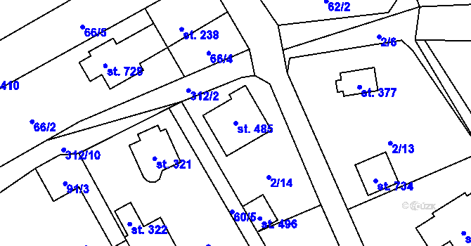 Parcela st. 485 v KÚ Černolice, Katastrální mapa