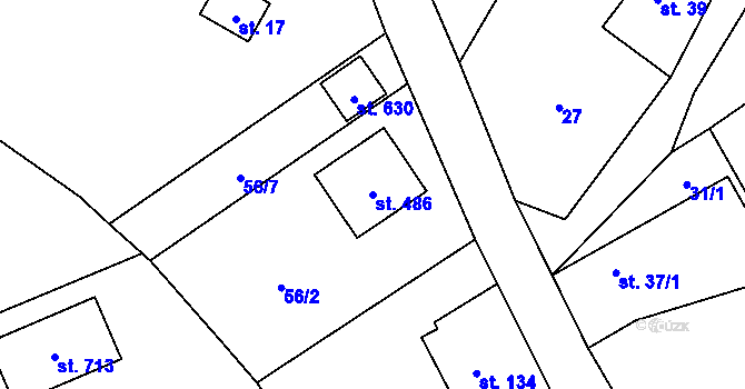 Parcela st. 486 v KÚ Černolice, Katastrální mapa