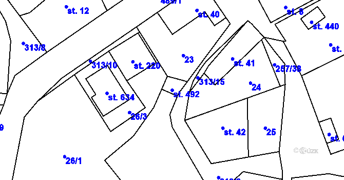 Parcela st. 492 v KÚ Černolice, Katastrální mapa