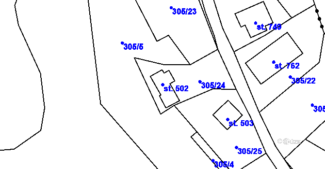 Parcela st. 502 v KÚ Černolice, Katastrální mapa
