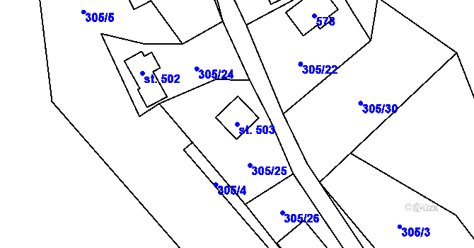 Parcela st. 503 v KÚ Černolice, Katastrální mapa