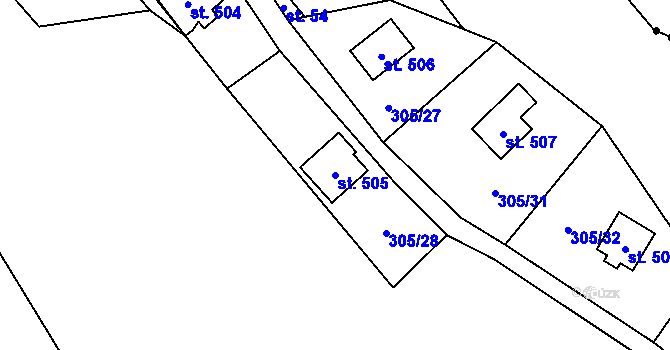 Parcela st. 505 v KÚ Černolice, Katastrální mapa