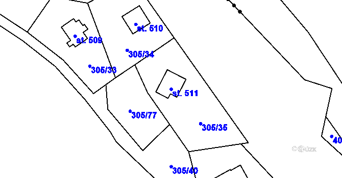 Parcela st. 511 v KÚ Černolice, Katastrální mapa
