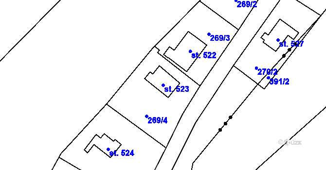 Parcela st. 523 v KÚ Černolice, Katastrální mapa