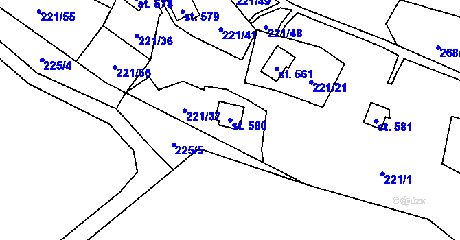 Parcela st. 580 v KÚ Černolice, Katastrální mapa