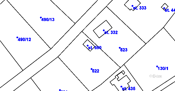 Parcela st. 590 v KÚ Černolice, Katastrální mapa