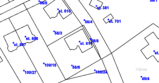Parcela st. 611 v KÚ Černolice, Katastrální mapa