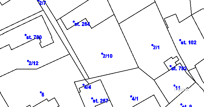 Parcela st. 2/10 v KÚ Černolice, Katastrální mapa