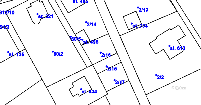 Parcela st. 2/16 v KÚ Černolice, Katastrální mapa